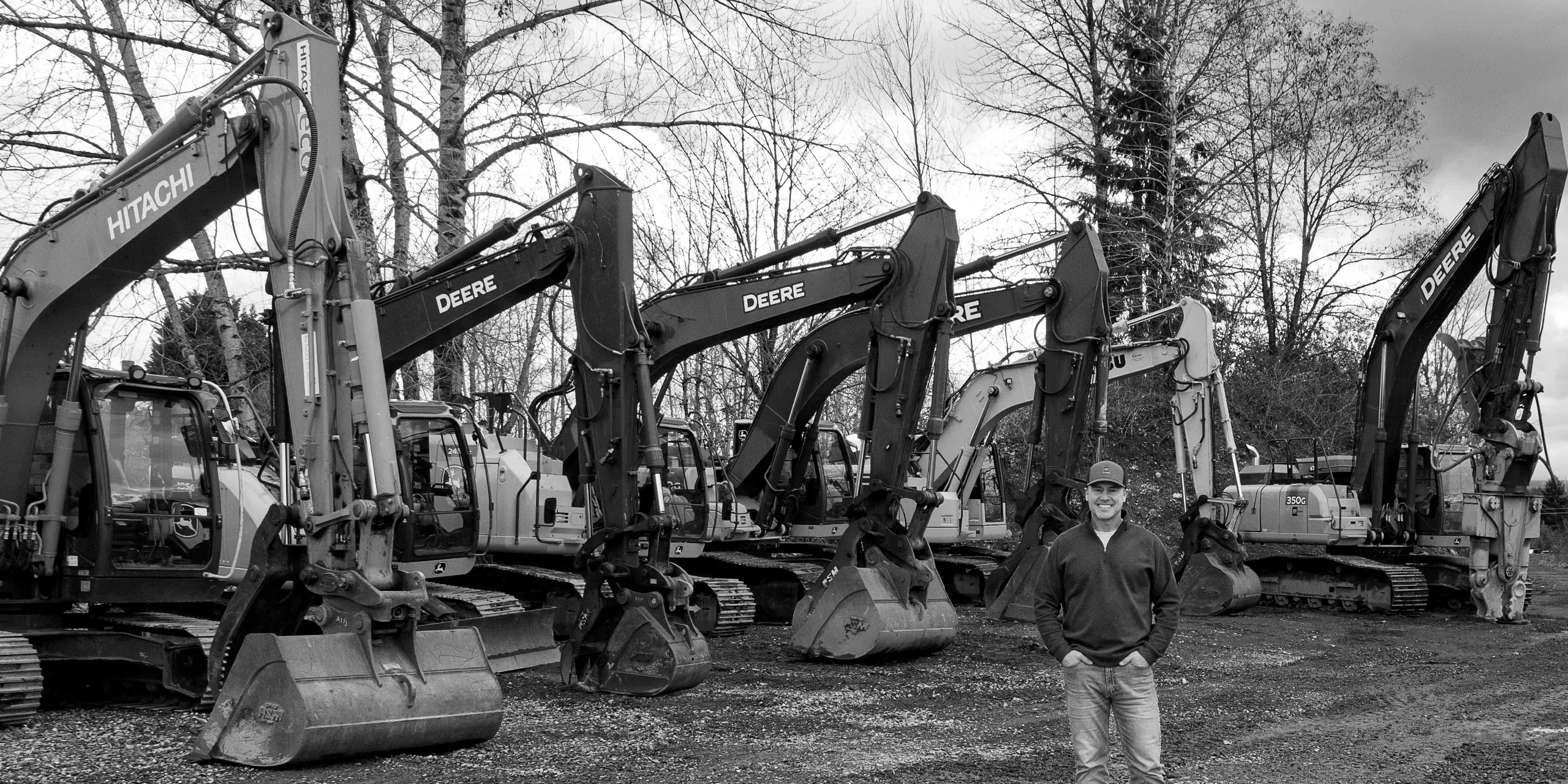 Heavy equipment staged for rental by Iron Gate Machinery in Vancouver, Washington